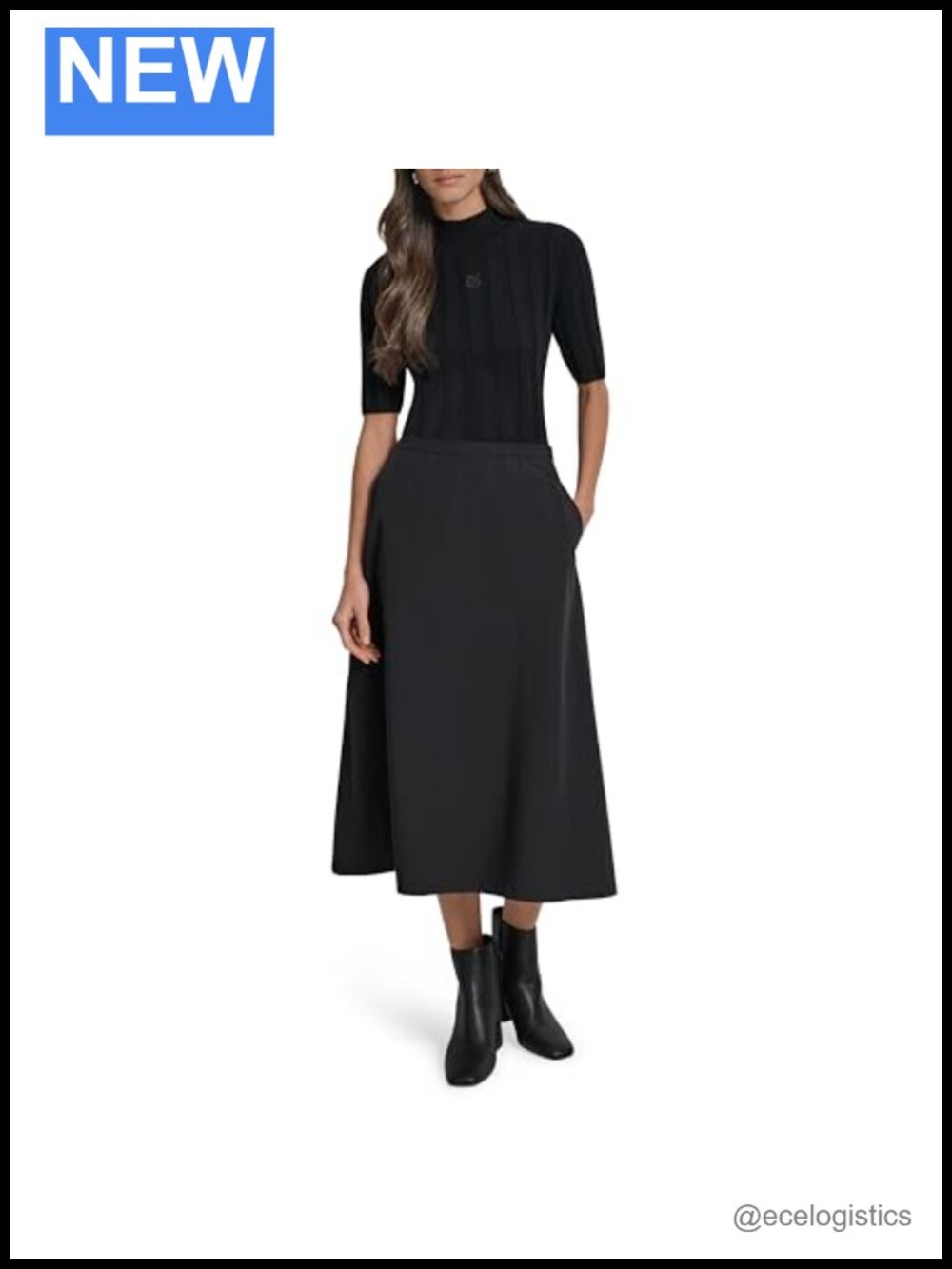 High Waist Circle Skirt Below Knee Full Skirt Zipper Travel